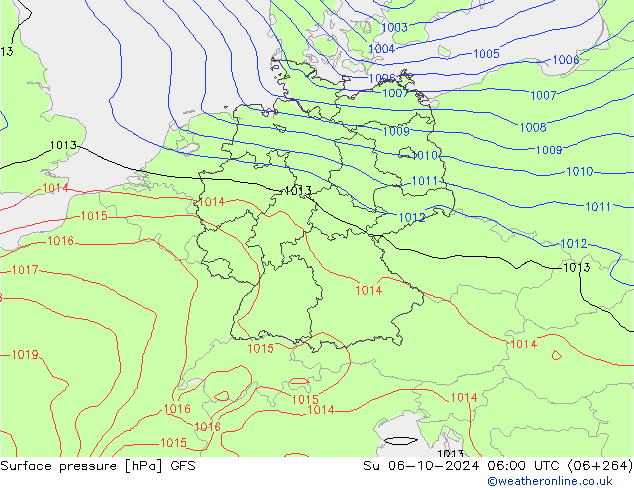 Atmosférický tlak GFS Ne 06.10.2024 06 UTC