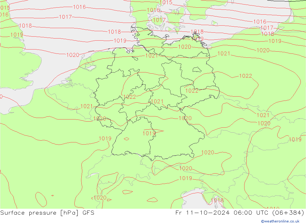 pression de l'air GFS ven 11.10.2024 06 UTC