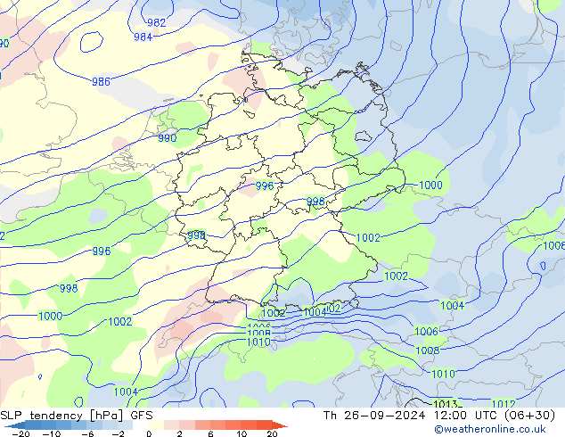 SLP tendency GFS Th 26.09.2024 12 UTC