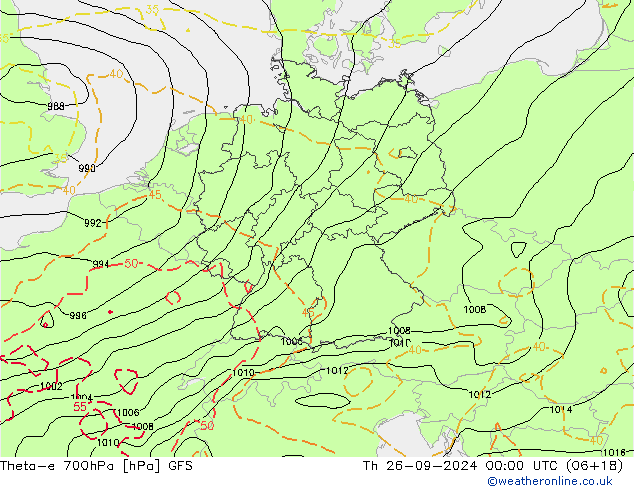 Theta-e 700hPa GFS Th 26.09.2024 00 UTC