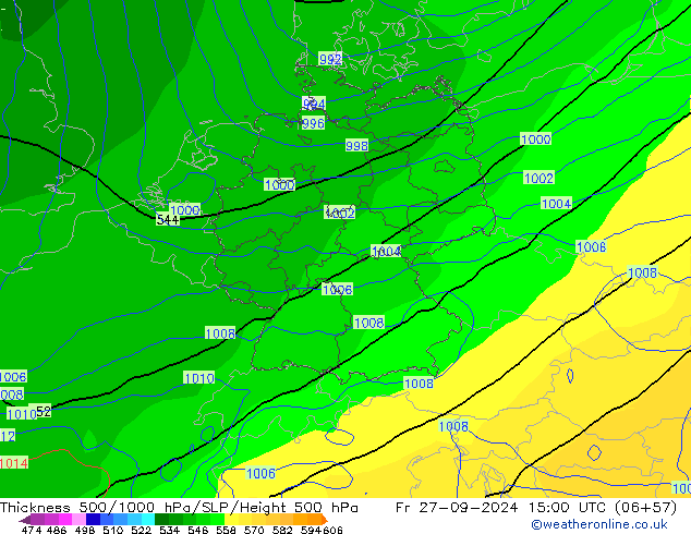 Thck 500-1000hPa GFS Fr 27.09.2024 15 UTC