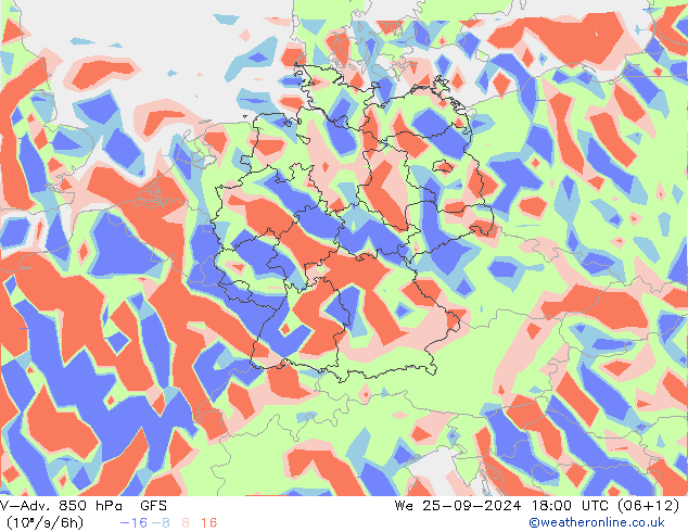 V-Adv. 850 hPa GFS wo 25.09.2024 18 UTC