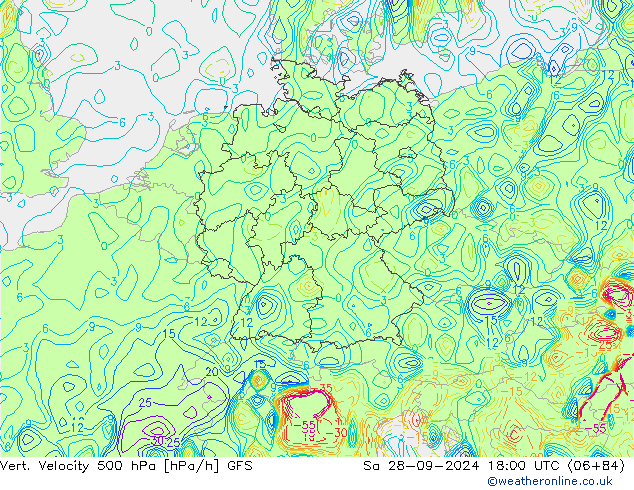 Vert. Velocity 500 гПа GFS сб 28.09.2024 18 UTC