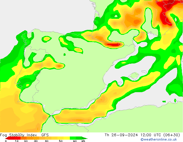 Fog Stability Index GFS Qui 26.09.2024 12 UTC