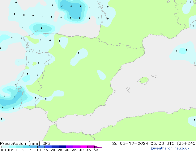 Precipitation GFS Sa 05.10.2024 06 UTC