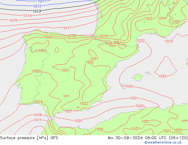 GFS: lun 30.09.2024 06 UTC