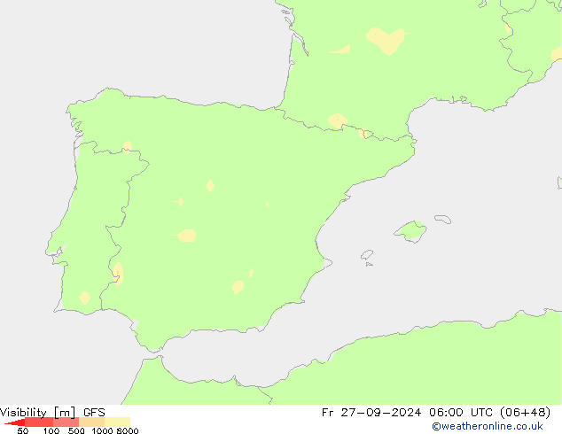 Visibilità GFS ven 27.09.2024 06 UTC