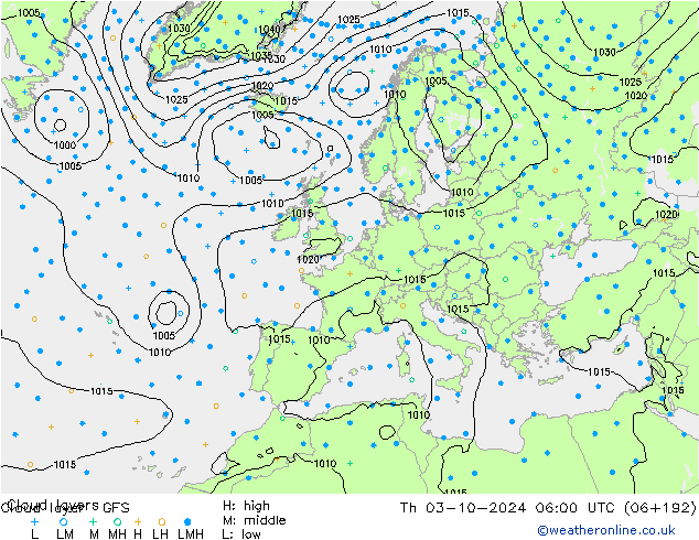 Cloud layer GFS Th 03.10.2024 06 UTC