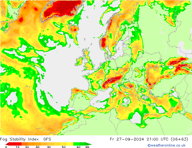 Fog Stability Index GFS vie 27.09.2024 21 UTC