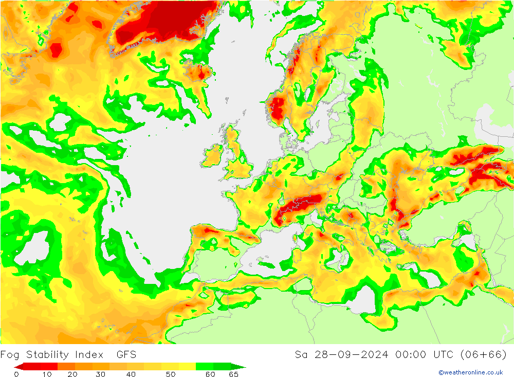 Fog Stability Index GFS sam 28.09.2024 00 UTC