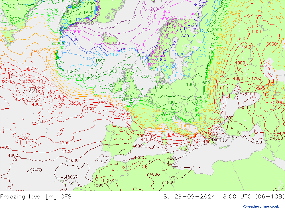 Freezing level GFS Вс 29.09.2024 18 UTC