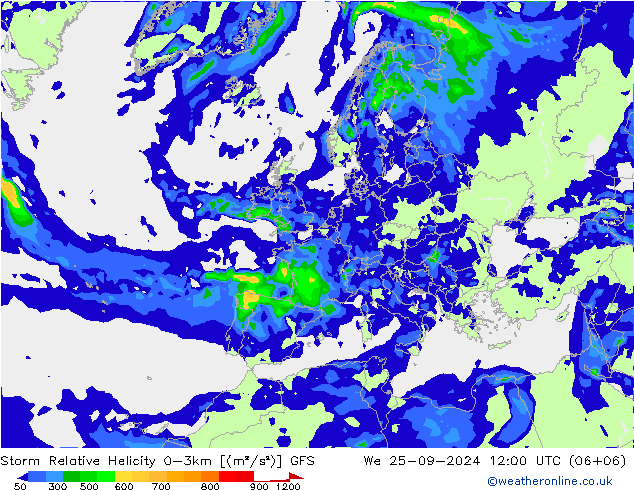 Storm Relative Helicity GFS September 2024