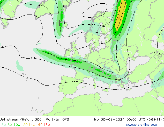 Jet stream GFS Seg 30.09.2024 00 UTC