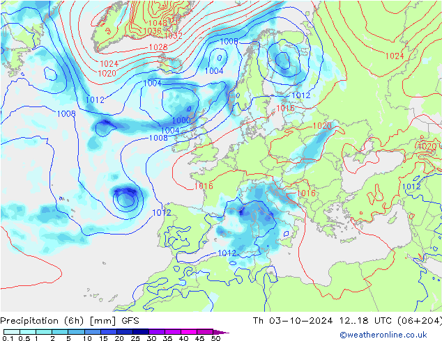 Z500/Regen(+SLP)/Z850 GFS do 03.10.2024 18 UTC