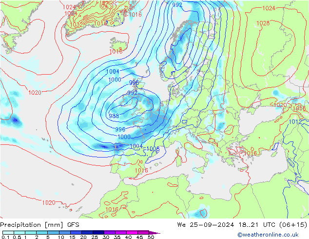 Neerslag GFS wo 25.09.2024 21 UTC