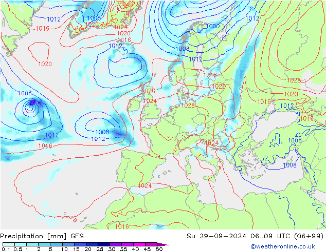 Precipitation GFS Su 29.09.2024 09 UTC