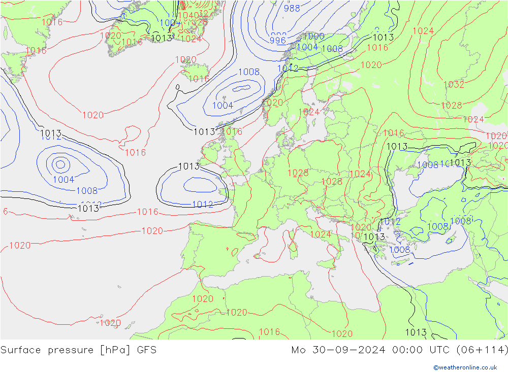 pressão do solo GFS Seg 30.09.2024 00 UTC