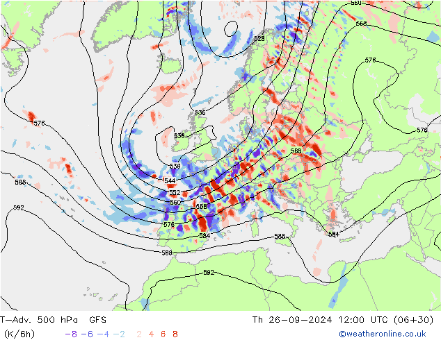 T-Adv. 500 hPa GFS Qui 26.09.2024 12 UTC