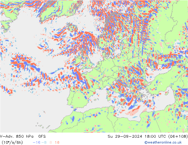 V-Adv. 850 hPa GFS dim 29.09.2024 18 UTC