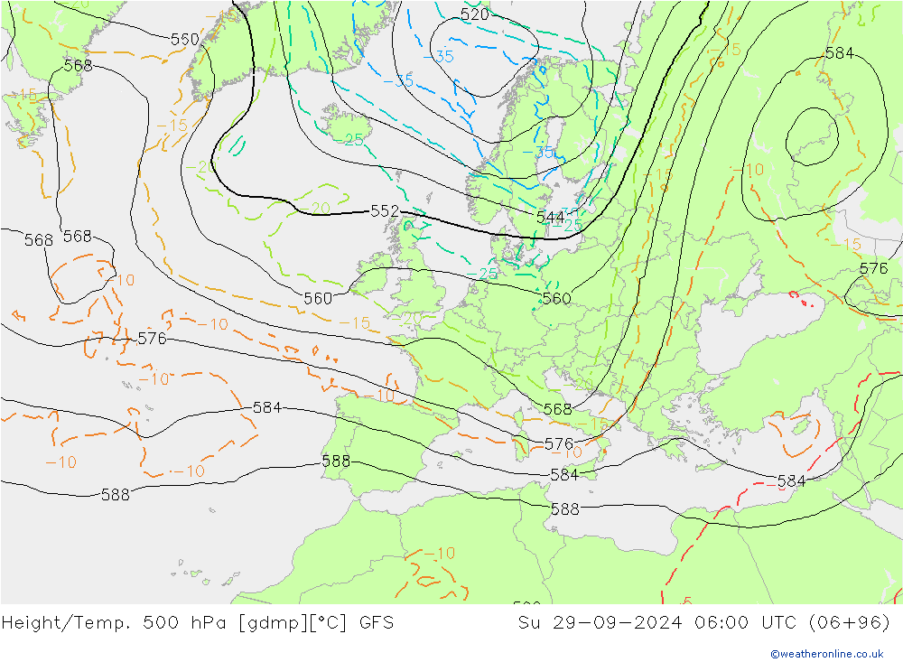 Height/Temp. 500 hPa GFS Su 29.09.2024 06 UTC