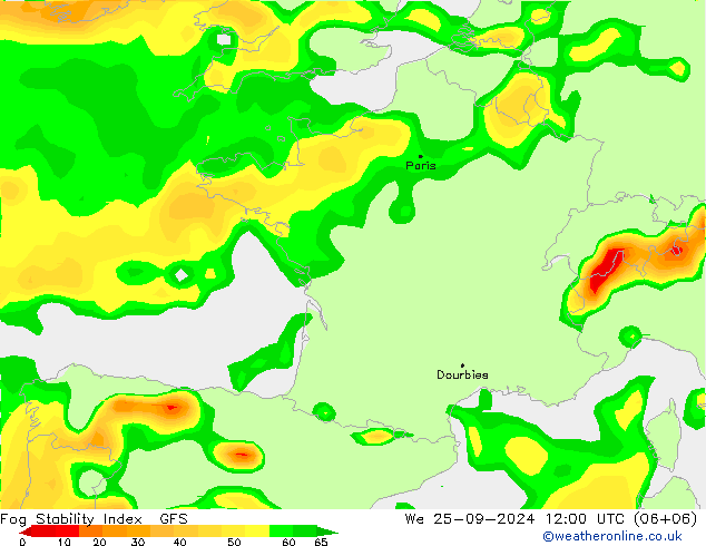 Fog Stability Index GFS Mi 25.09.2024 12 UTC