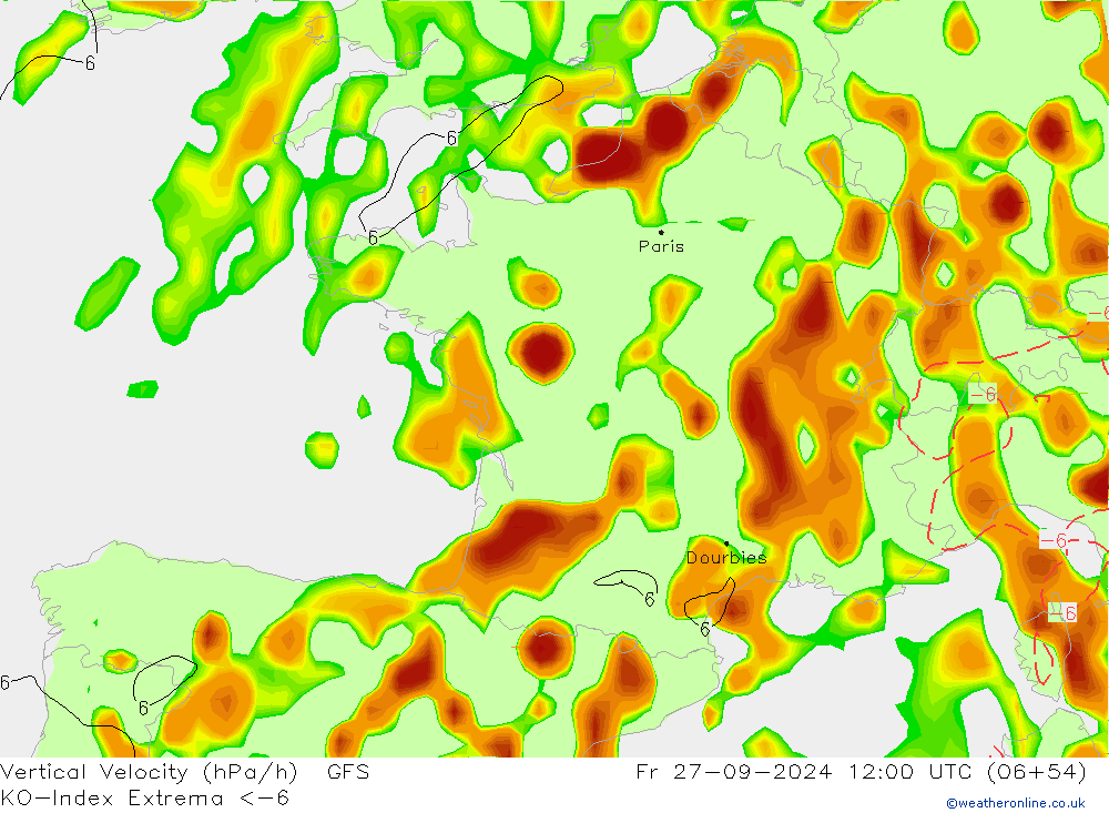 Convection-Index GFS Fr 27.09.2024 12 UTC