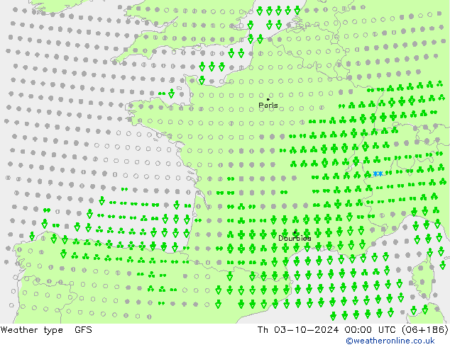 Tipo di precipitazione GFS gio 03.10.2024 00 UTC