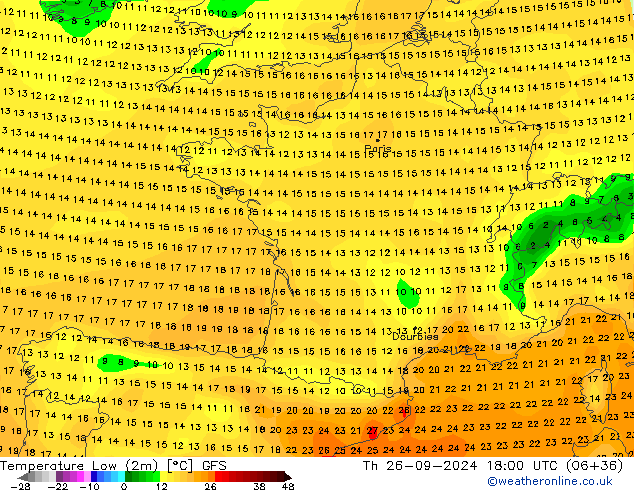 Темпер. мин. (2т) GFS чт 26.09.2024 18 UTC