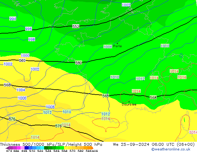 Thck 500-1000hPa GFS September 2024