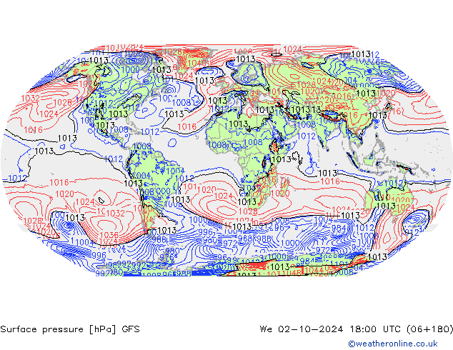 Atmosférický tlak GFS St 02.10.2024 18 UTC