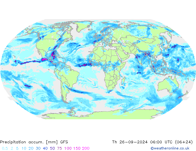 Totale neerslag GFS do 26.09.2024 06 UTC