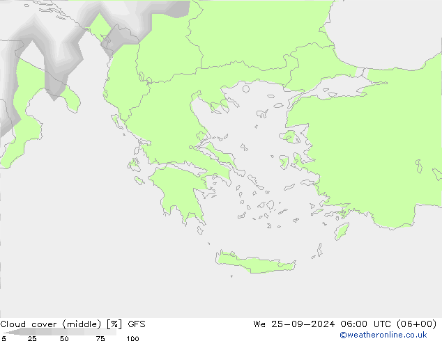 nuvens (médio) GFS Qua 25.09.2024 06 UTC