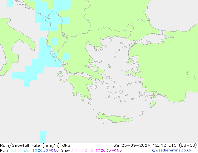 Rain/Snowfall rate GFS We 25.09.2024 12 UTC