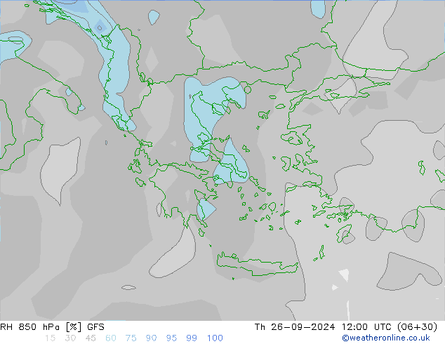 RH 850 hPa GFS Th 26.09.2024 12 UTC