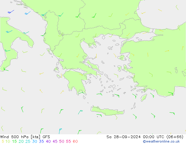 Vent 500 hPa GFS sam 28.09.2024 00 UTC