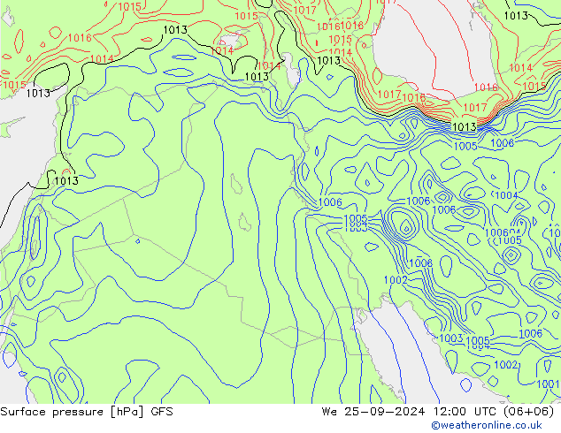 Surface pressure GFS We 25.09.2024 12 UTC