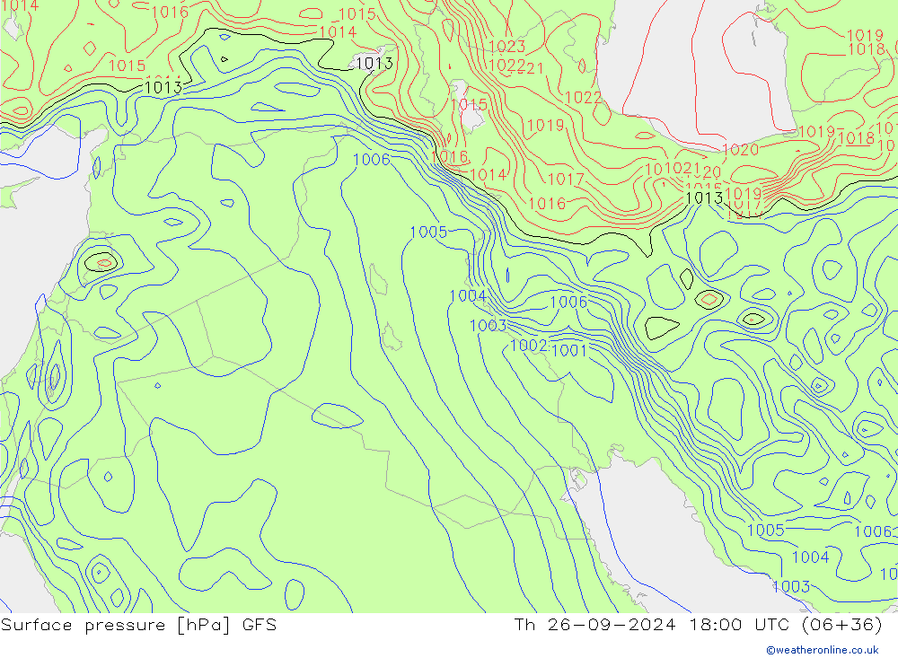 Surface pressure GFS Th 26.09.2024 18 UTC