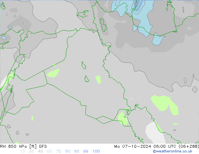 Humidité rel. 850 hPa GFS lun 07.10.2024 06 UTC