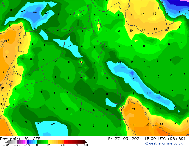 Dew point GFS Fr 27.09.2024 18 UTC