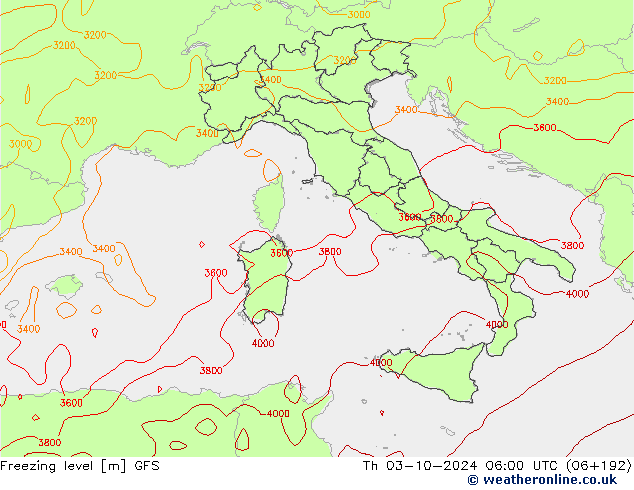 Freezing level GFS jue 03.10.2024 06 UTC