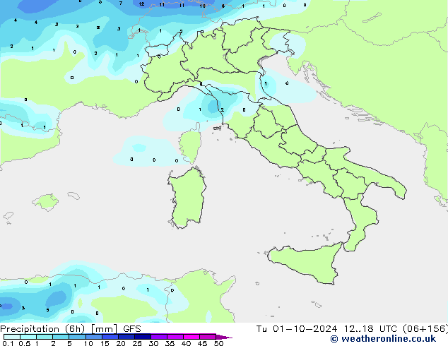 Z500/Rain (+SLP)/Z850 GFS Di 01.10.2024 18 UTC