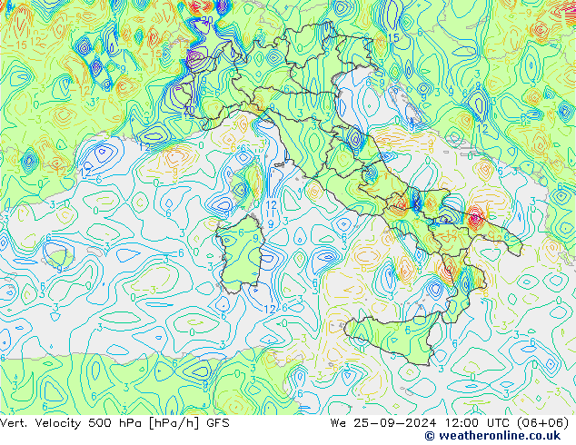 Vert. Velocity 500 hPa GFS mer 25.09.2024 12 UTC