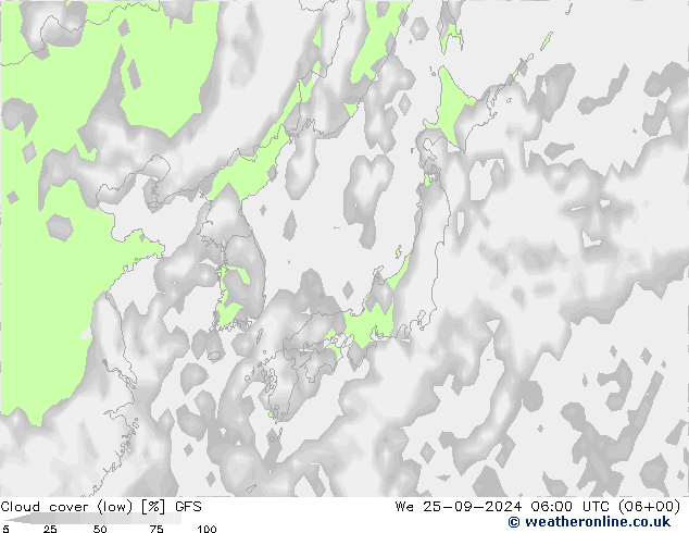 nízká oblaka GFS St 25.09.2024 06 UTC