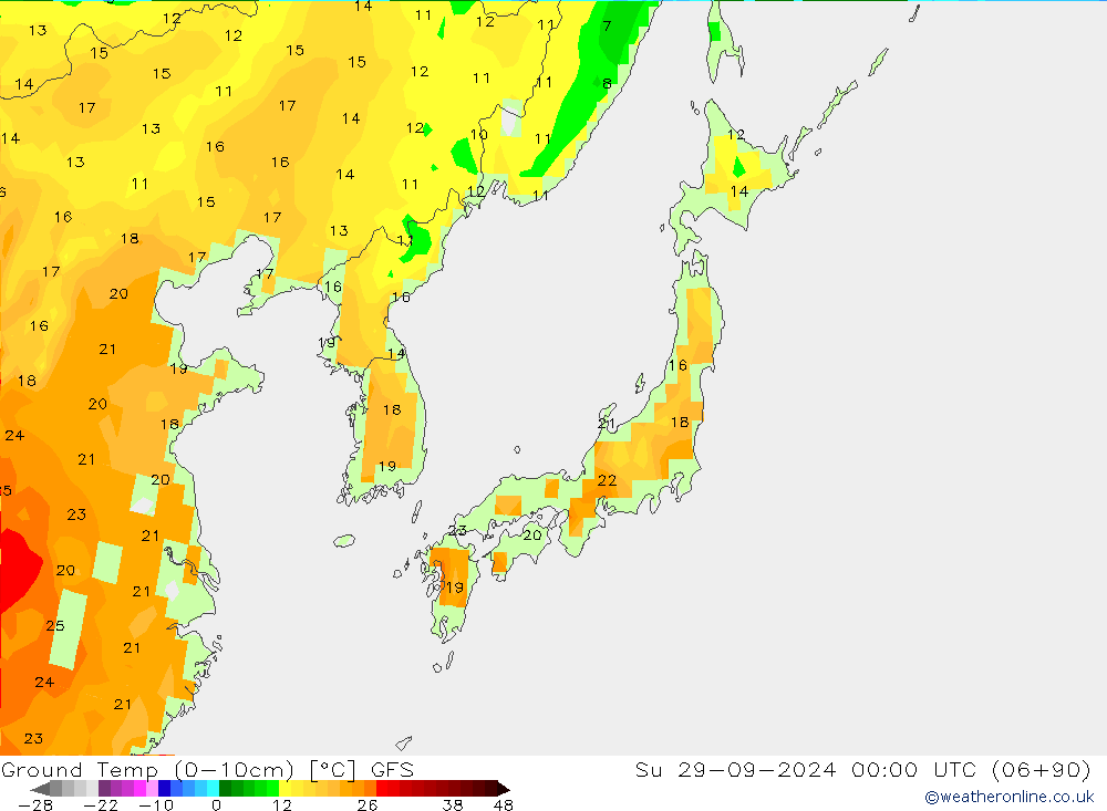 Temp (0-10cm) GFS dim 29.09.2024 00 UTC