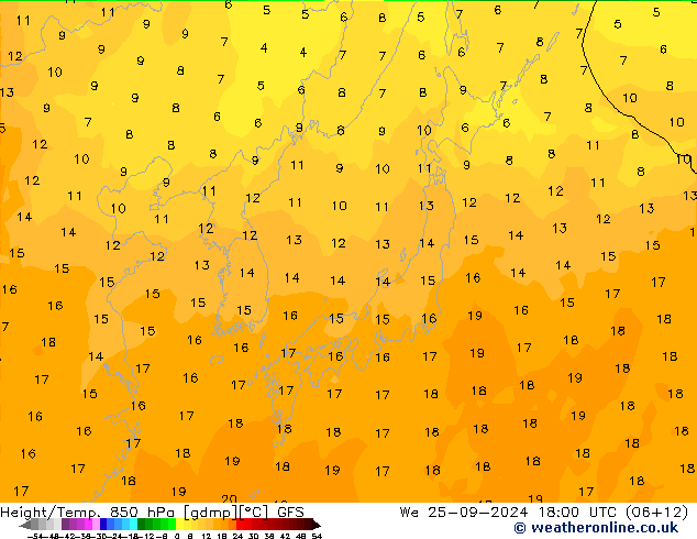 Z500/Regen(+SLP)/Z850 GFS wo 25.09.2024 18 UTC