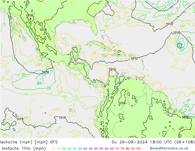 Isotaca (mph) GFS dom 29.09.2024 18 UTC