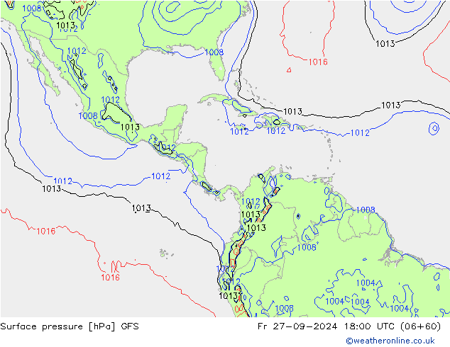 Pressione al suolo GFS ven 27.09.2024 18 UTC