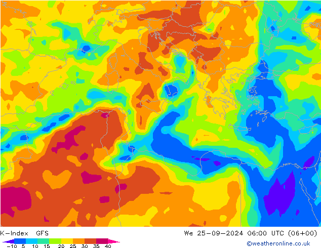 K-Index GFS ср 25.09.2024 06 UTC