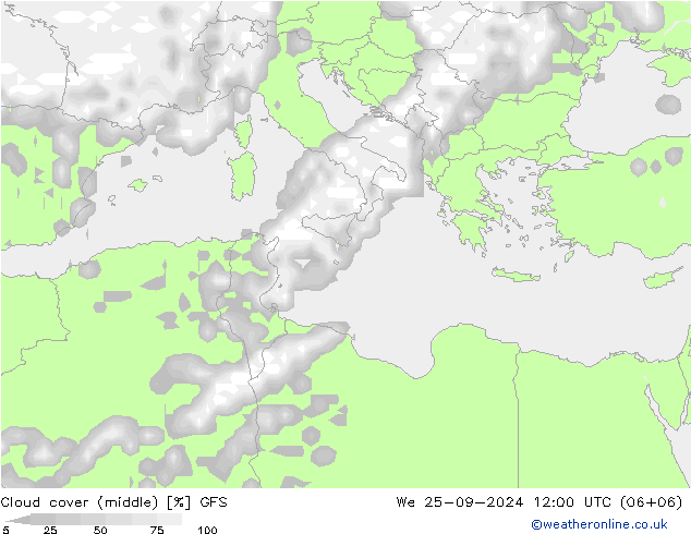 Nubi medie GFS mer 25.09.2024 12 UTC