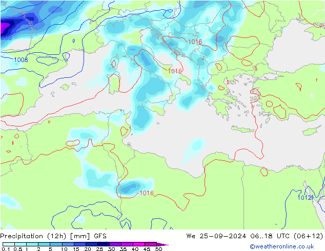 opad (12h) GFS śro. 25.09.2024 18 UTC